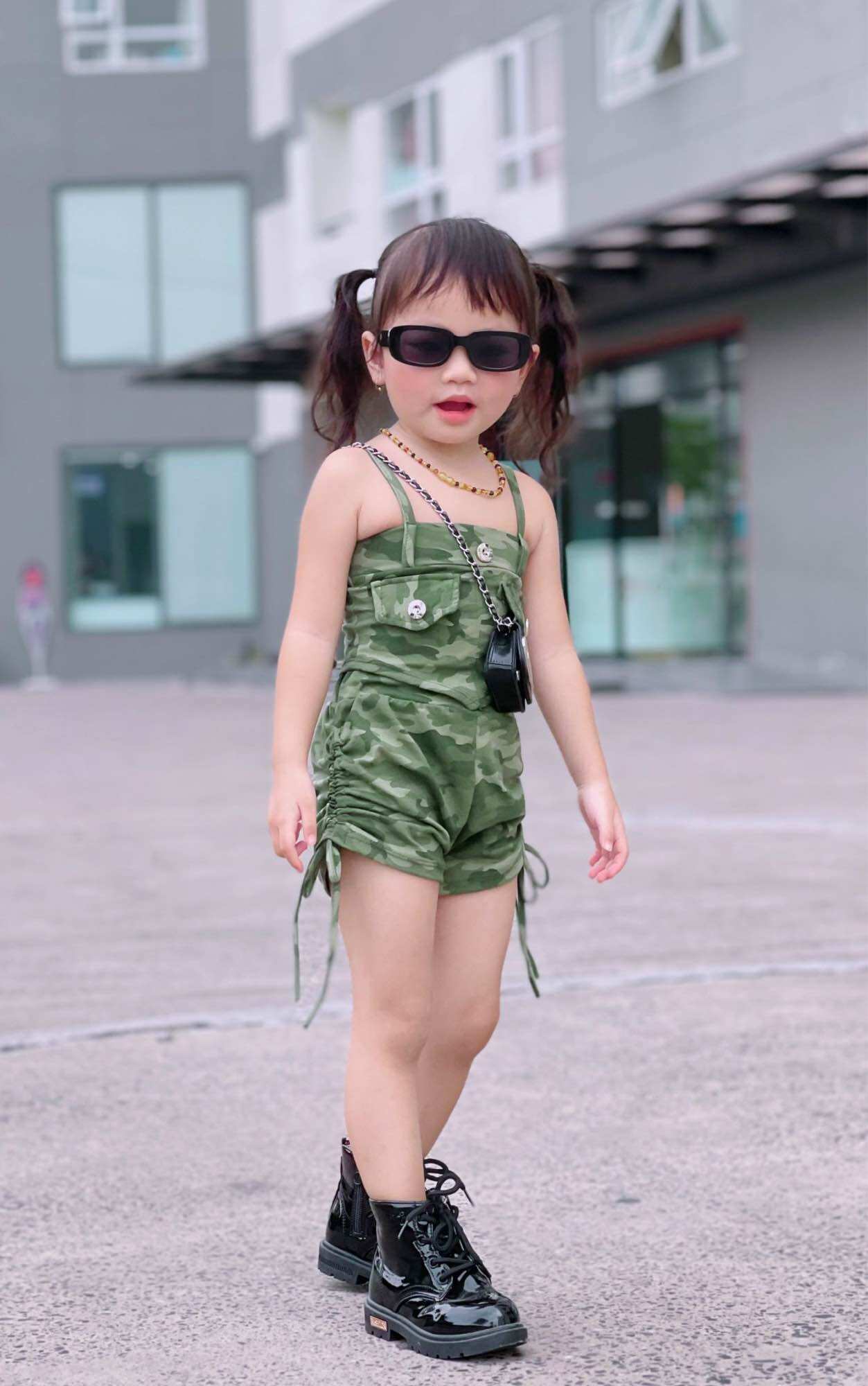 Set Lính 2 Dây Quần Đùi Xinh Bé Gái Cá Tính