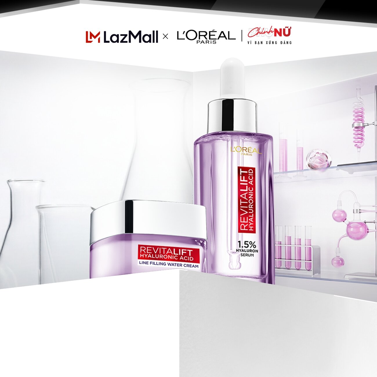 Bộ Serum 30ml và kem dưỡng 15ml siêu cấp ẩm giảm nếp nhăn L'Oreal Paris Revitalift Hyaluronic Acid 1.5%