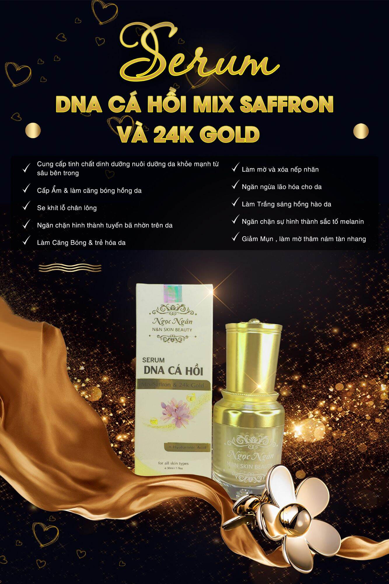 Serum tế bào gốc dna cá hồi mix saffron và vàng 24k
