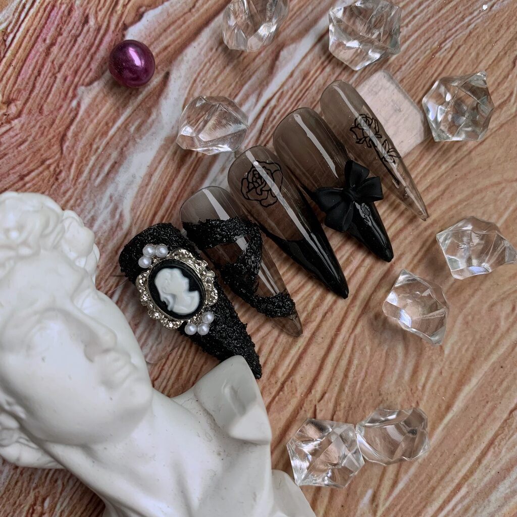 6 Nailbox thiết kế , màu ghi bạc , from hạt gạo