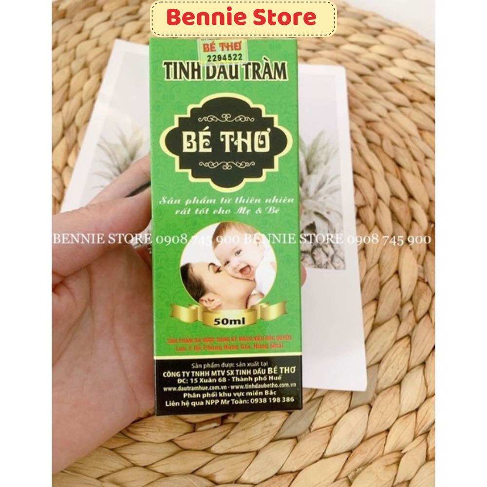 Tinh dầu tràm Bé Thơ chai xanh 50ml, dầu tràm Huế cho bé
