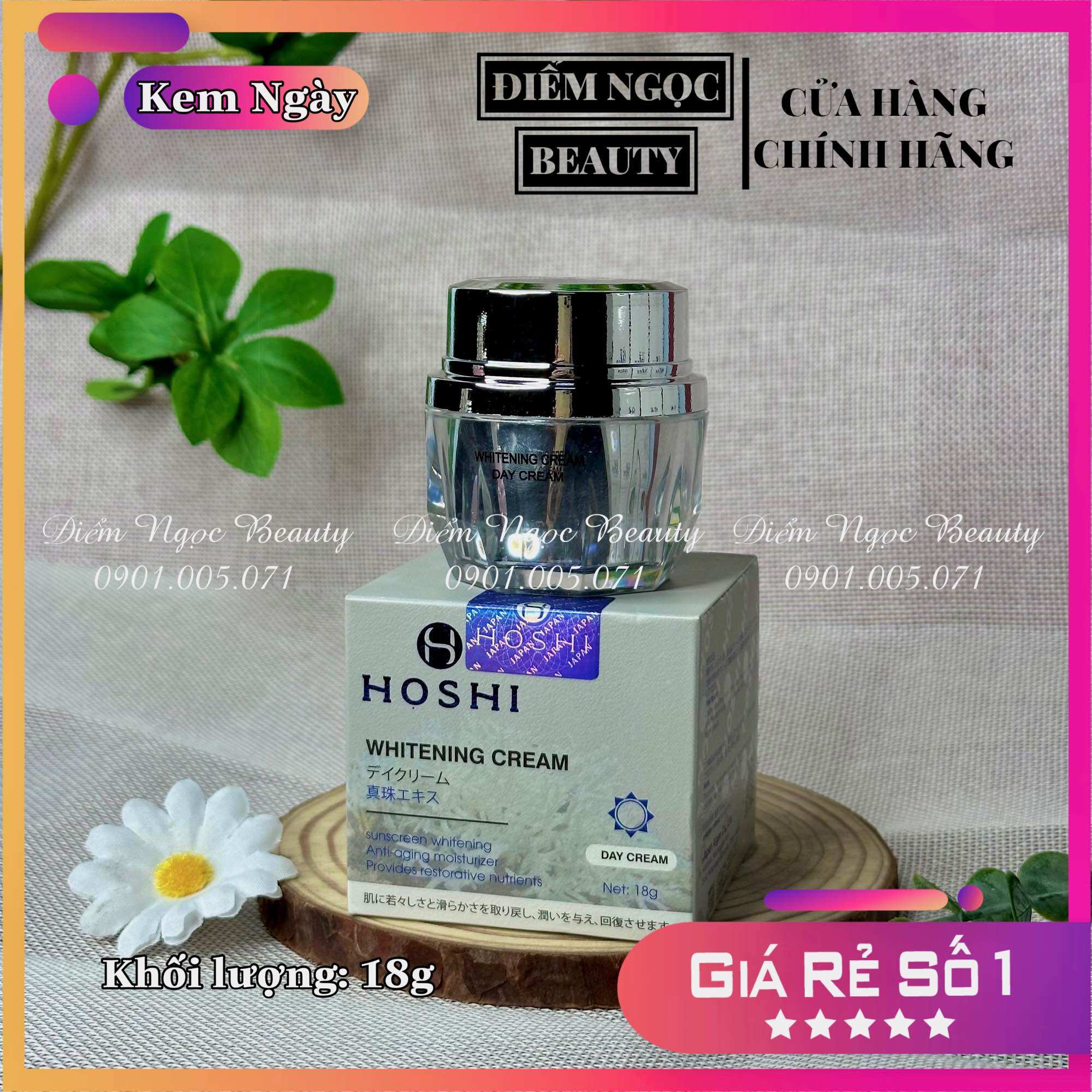 Kem hoshi nhật bản dưỡng trắng da, giữ ẩm, cải thiện thâm mụn 18g