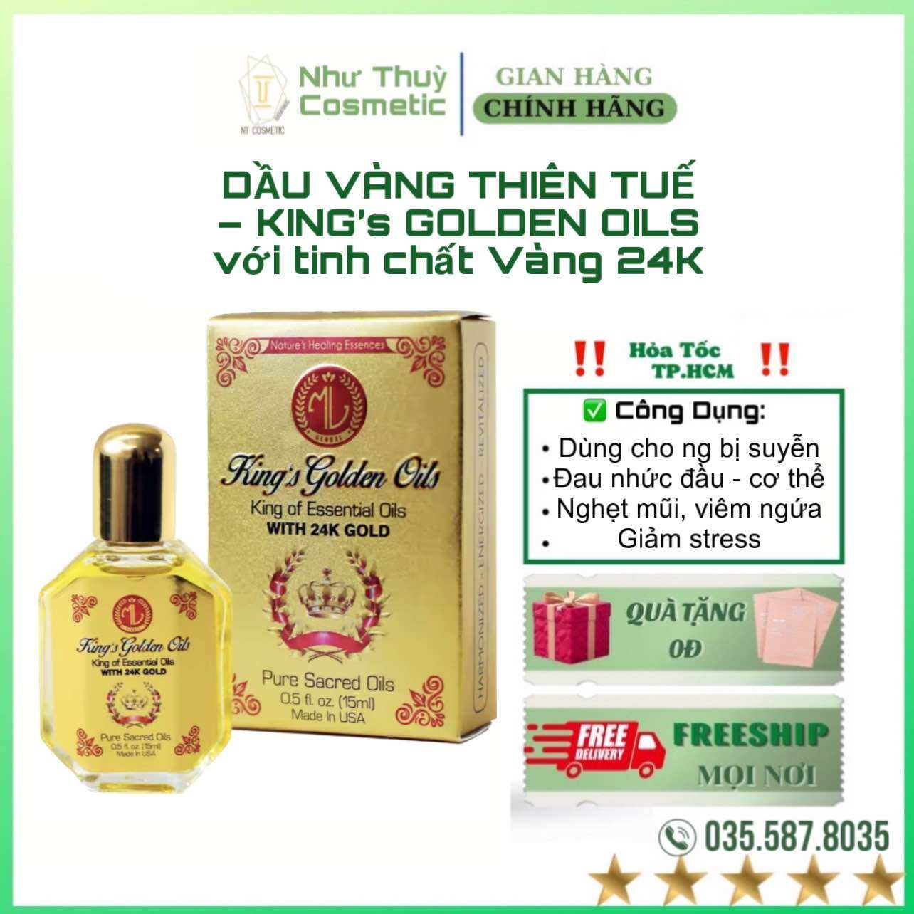 Áp mã giảm 30k date 10.2028 lốc 6 chai dầu vàng thiên tuế – king’s golden oils với tinh chất vàng 24k