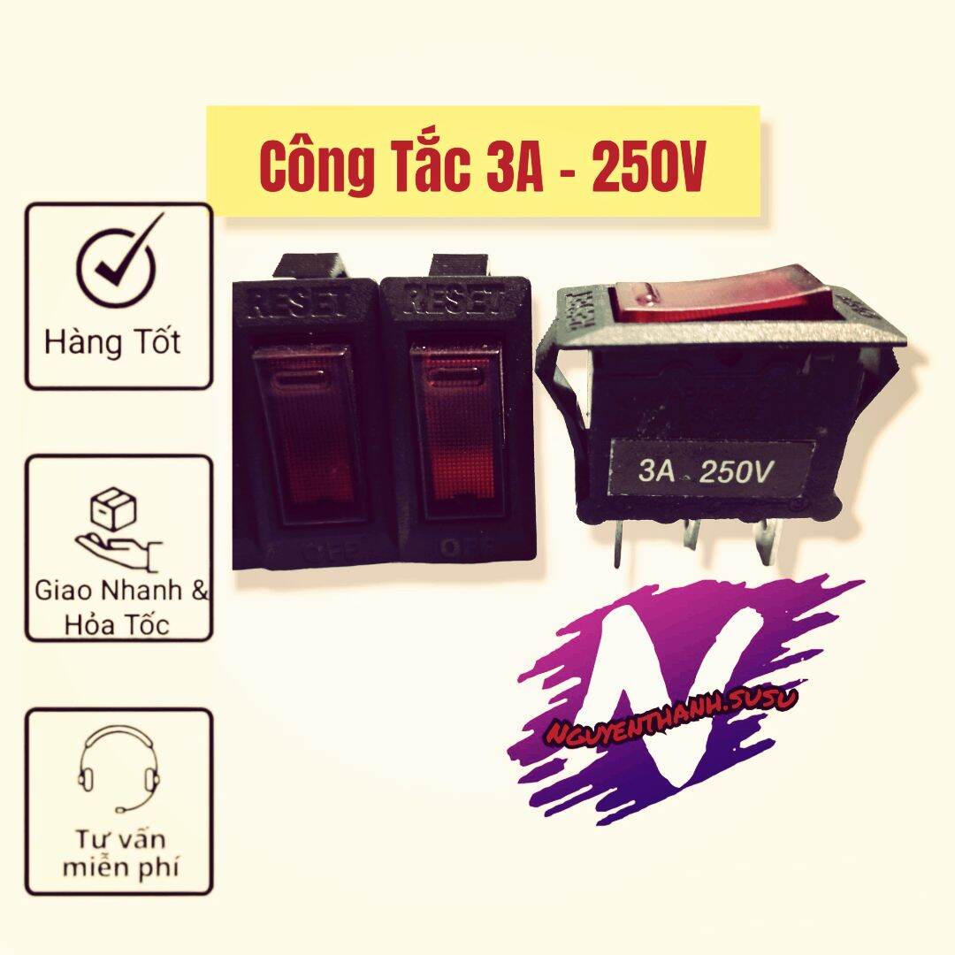 Công tắc 3A - 250v, công tắc bập bênh có đèn báo , công tắc 3 chân