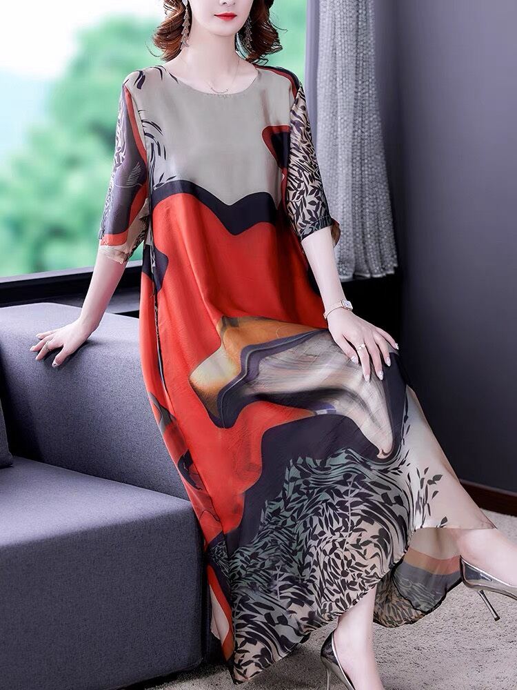 [RẺ VÔ ĐỐI][FREE SHIP][HOT][KÈM QUÀ][BIG SIZE]ĐẦM LỤA COTTON TRUNG NIÊN/ĐẦM KIỂU DÁNG HÀN QUỐC/HỌA TIẾT ĐỘC ĐÁO/BIG SIZE