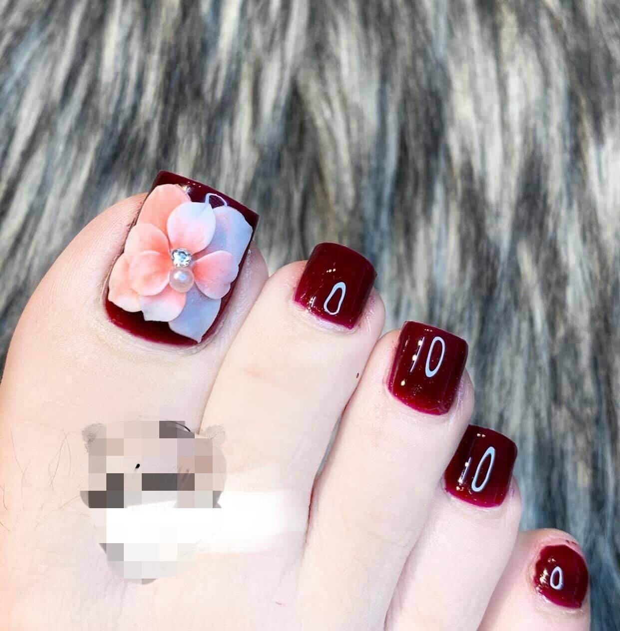 Nail box thiết kế giá rẻ bộ móng chân giả up vuông đủ size fom chuẩn y hình [ kèm keo dán móng]