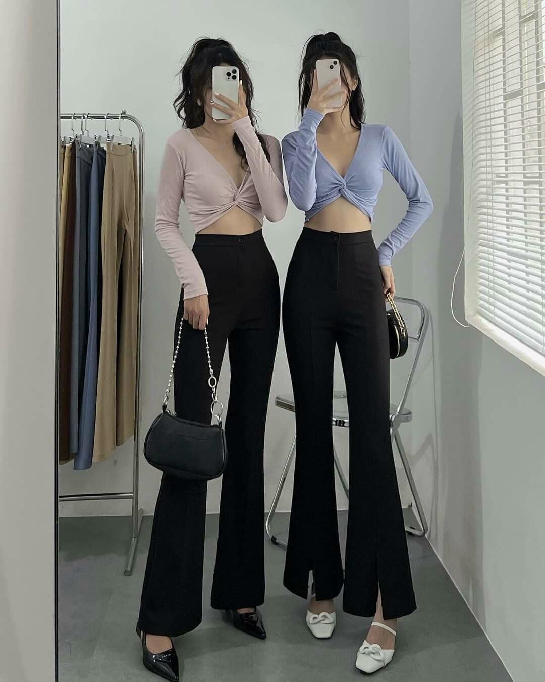 ÁO THUN CROPTOP TAY DÀI ÁO CHÉO PHẦN NGỰC HỞ BỤNG SEXY FORM 47KG
