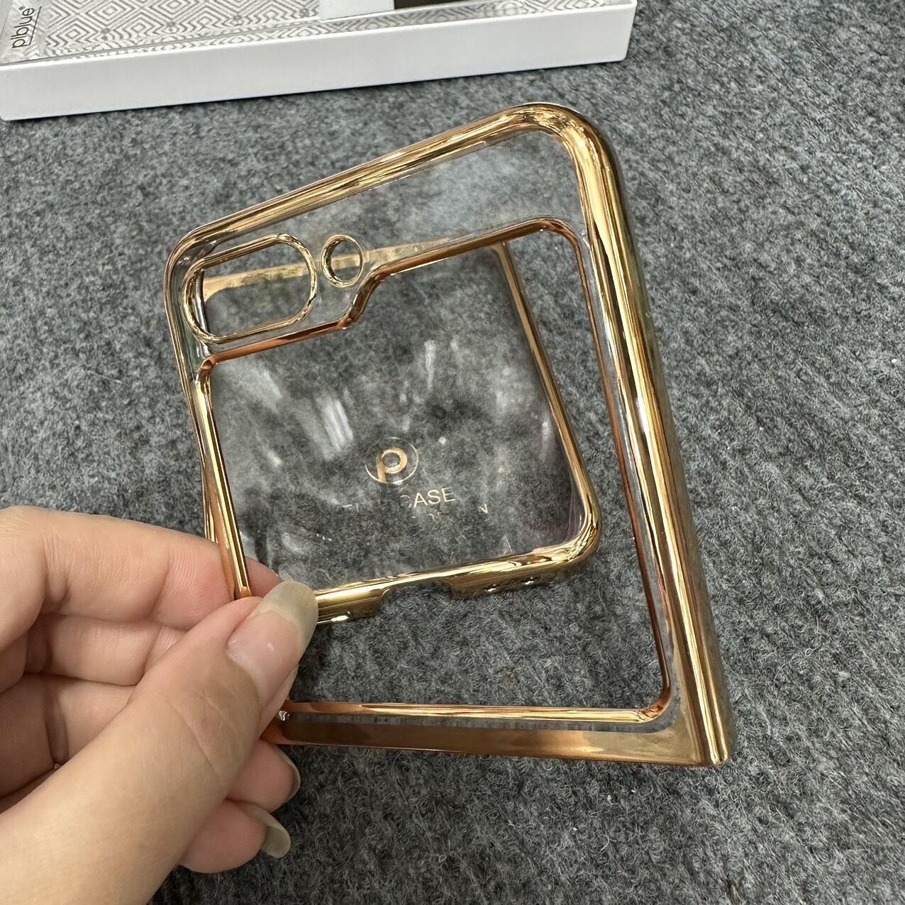 Case ốp lưng Samsung Zflip 5 / Z flip 5 lưng trong suốt xi viền màu bóng đẹp hàng công ty full box. 