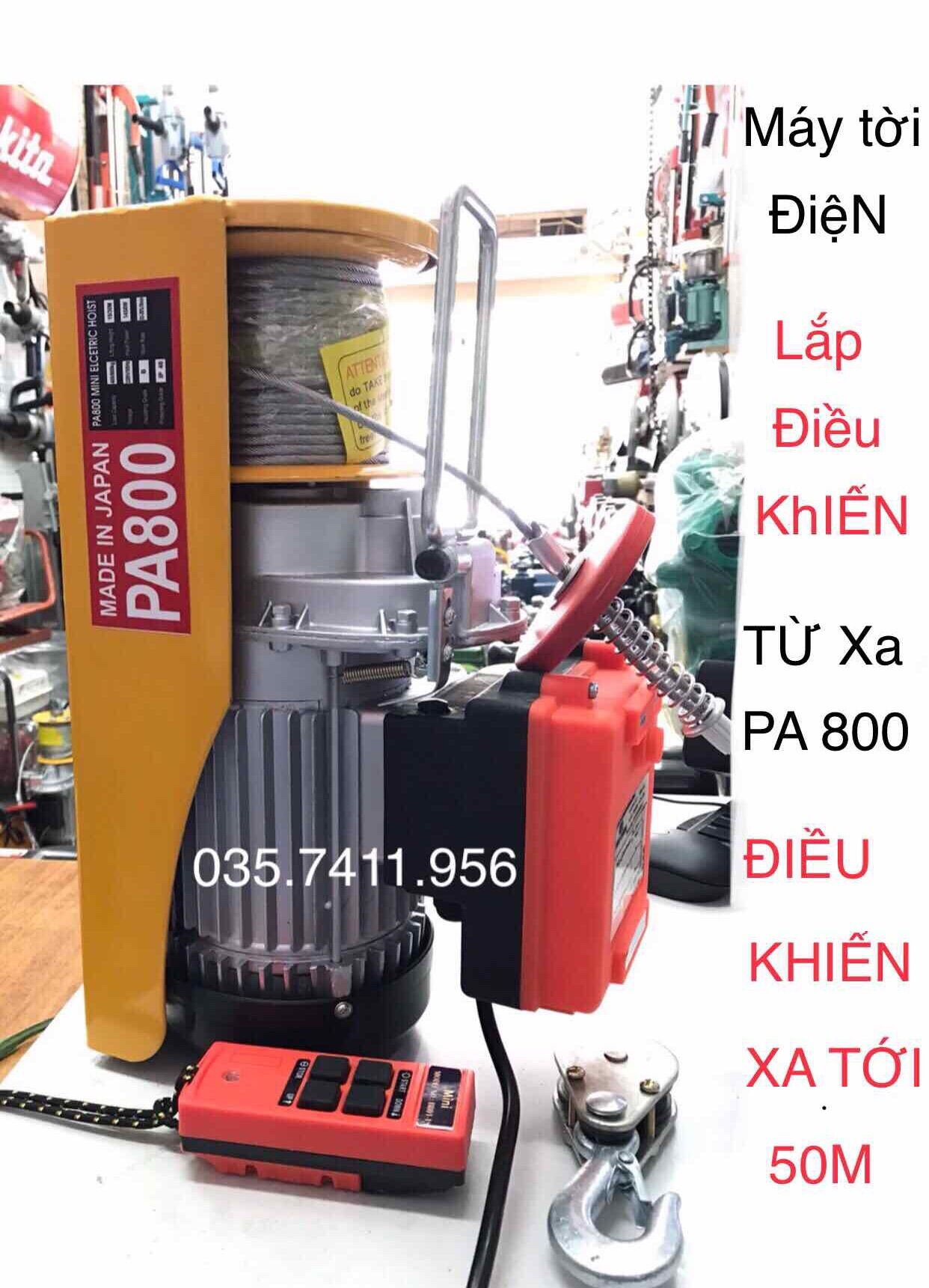 Máy tời treo lắp điều khiển từ xa pa800 - tời pa 800