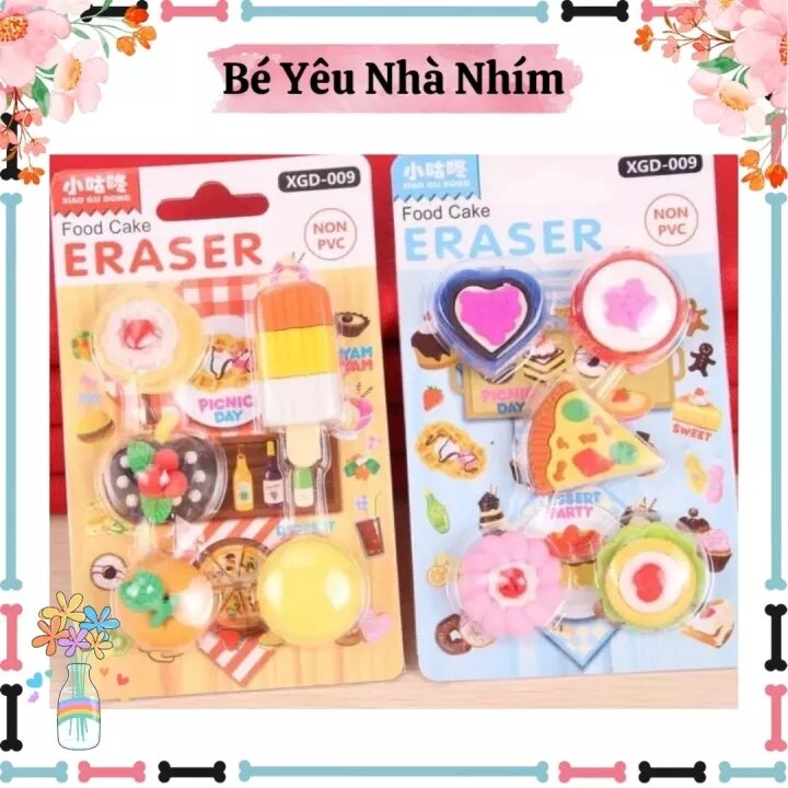 Vỉ gôm tẩy cute nhiều hình dễ thương