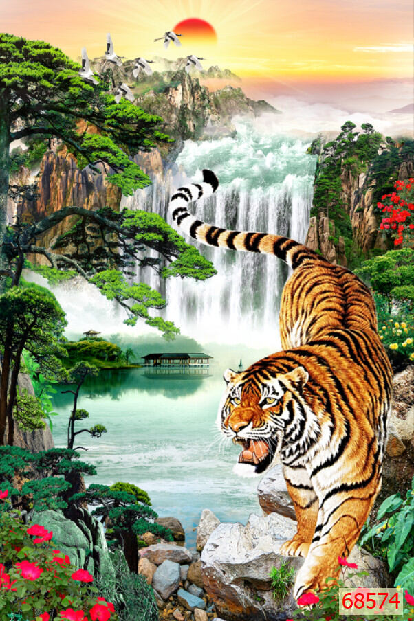 Tranh con Hổ 3D dán tường