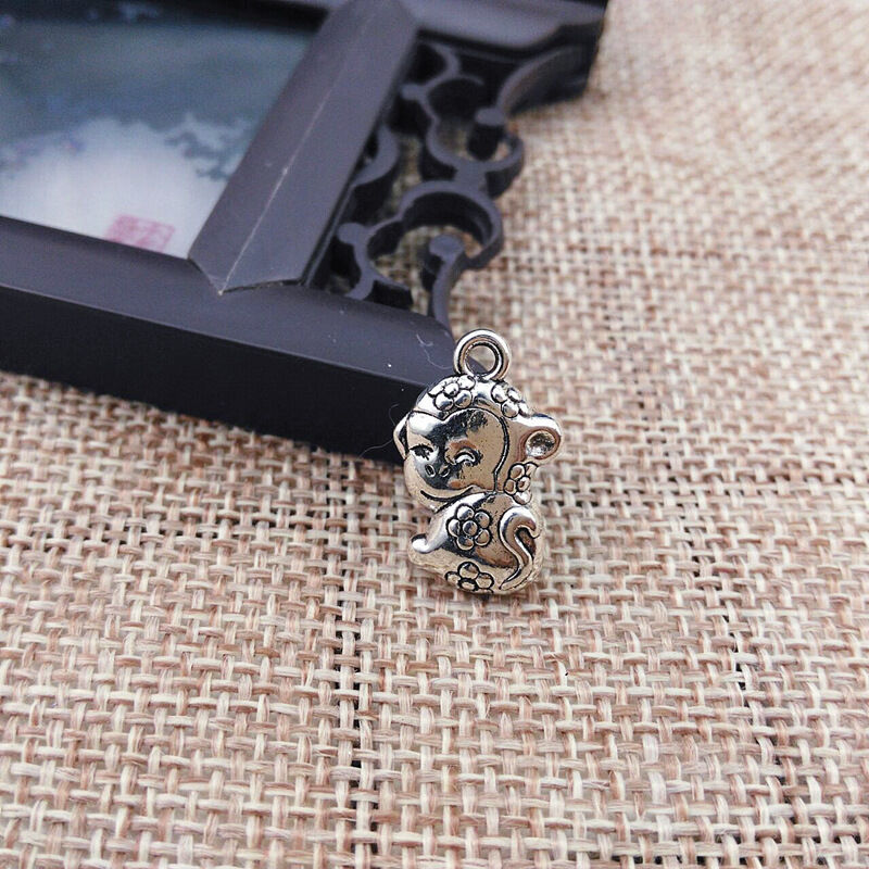 Mặt dây chuyền bạc miêu 12 con giáp mặt dây chuyền 12 tuổi con giáp mặt dây chuyền phối hạt đổi vận năm tuổi nam nữ trẻ em