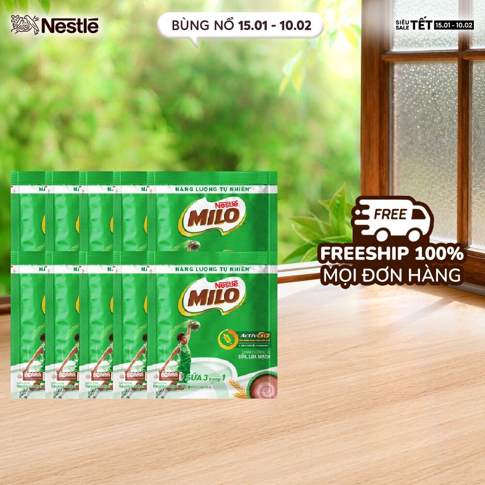 [FREESHIP TOÀN QUỐC] Thức uống lúa mạch Nestlé® MILO® Sữa 3 trong 1 - Bịch 15 gói 22g