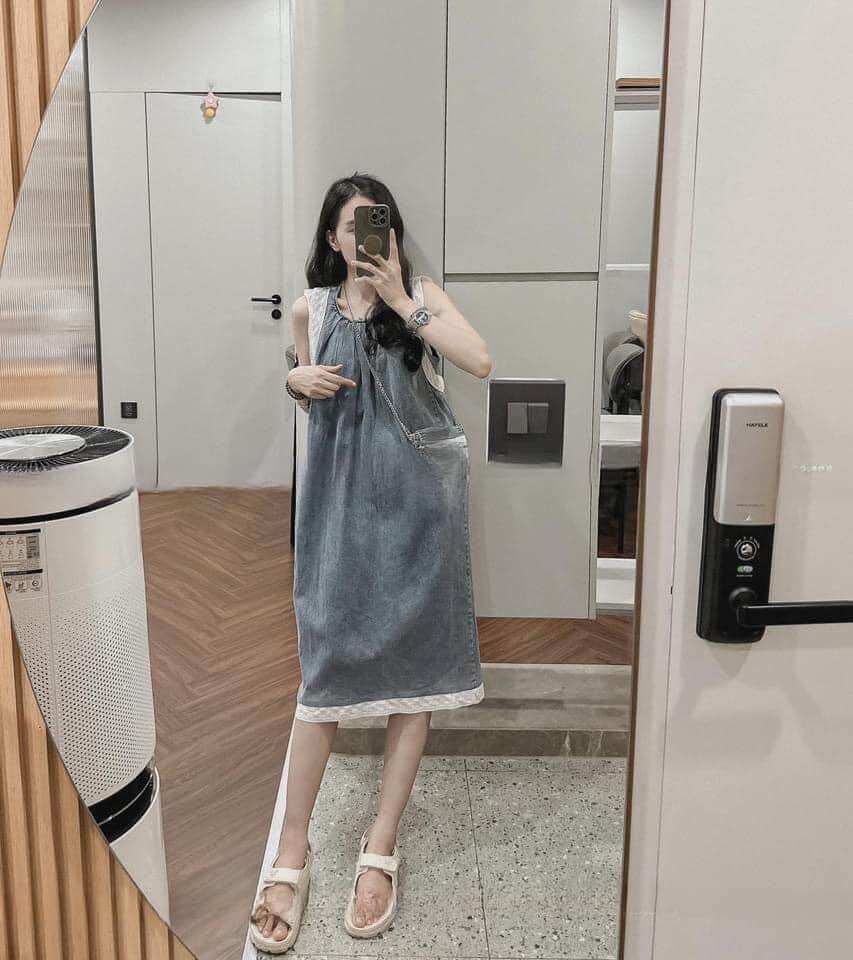 Váy đầm xuông phối viền kh
