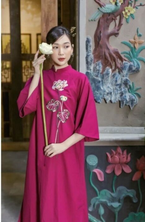 áo dài dáng xuông kèm quần lụa mỹ cao cấp