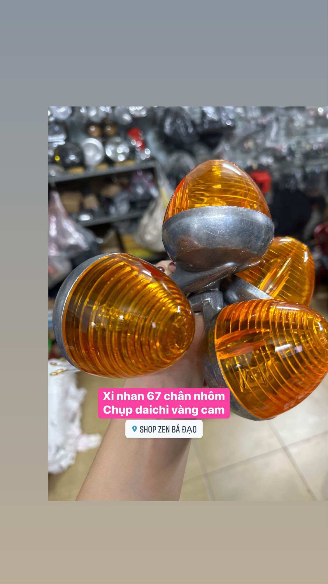 Bộ xi nhan 67 nhôm chụp daichi vàng cam