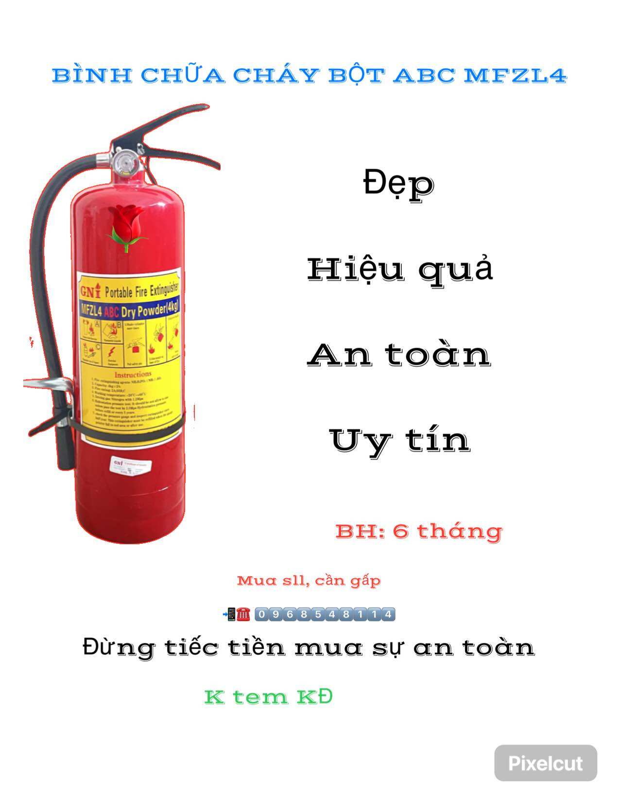 Bình Chữa cháy, bình cứu hoả bột ABC MFZL 4KG chất lượng cao, Có tem kiểm định