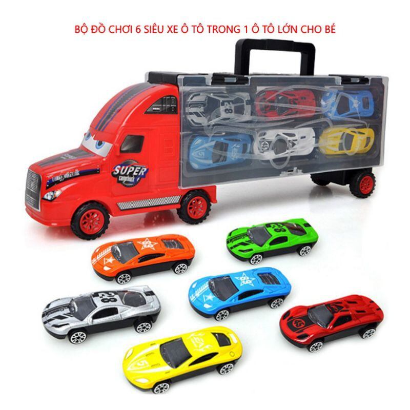 ĐỒ CHƠI XE CONTAINER CHỞ 6 XE CON