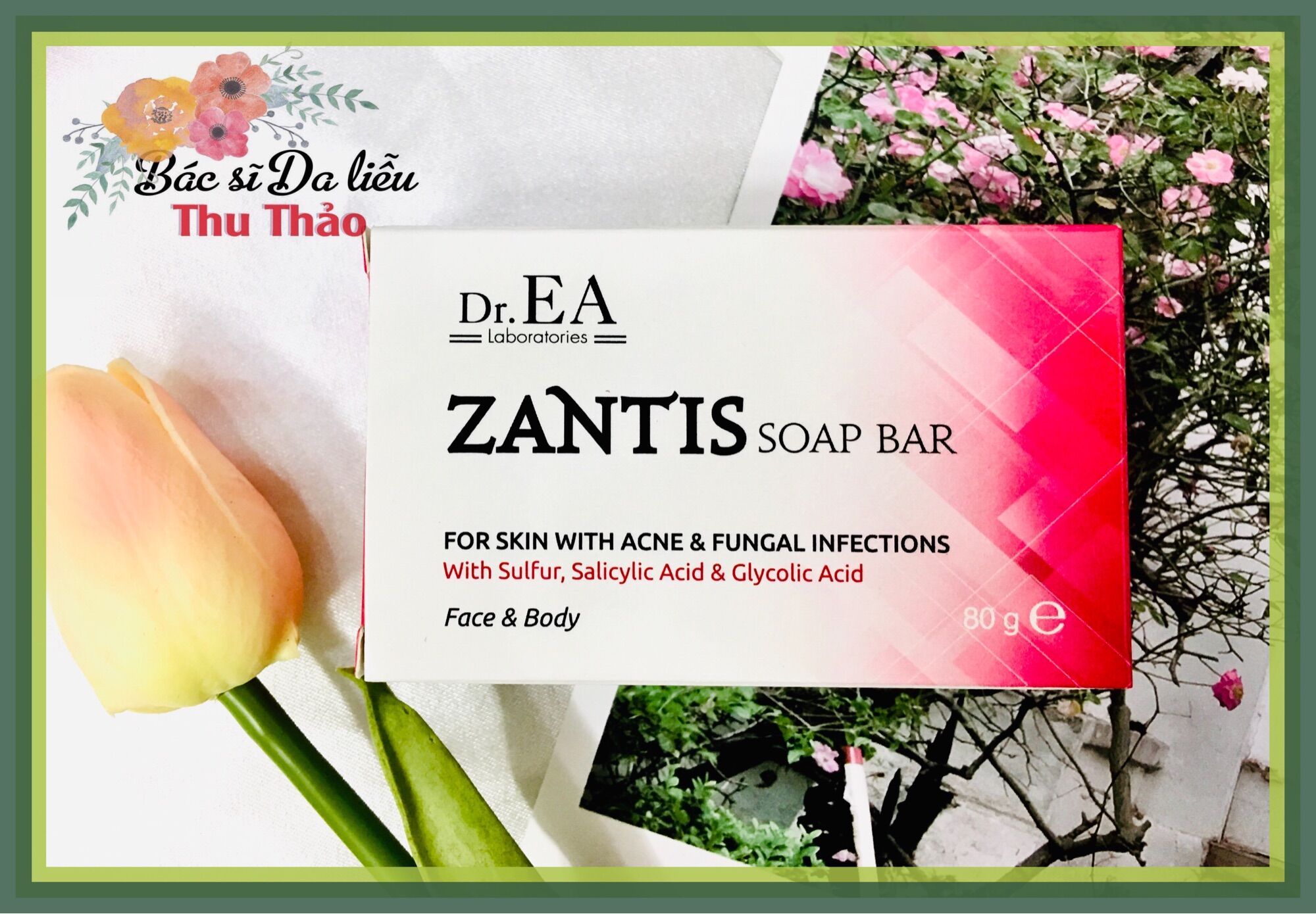 Xà phòng hỗ trợ giảm mụn - dày sừng nang lông dr.ea zantis soap bar
