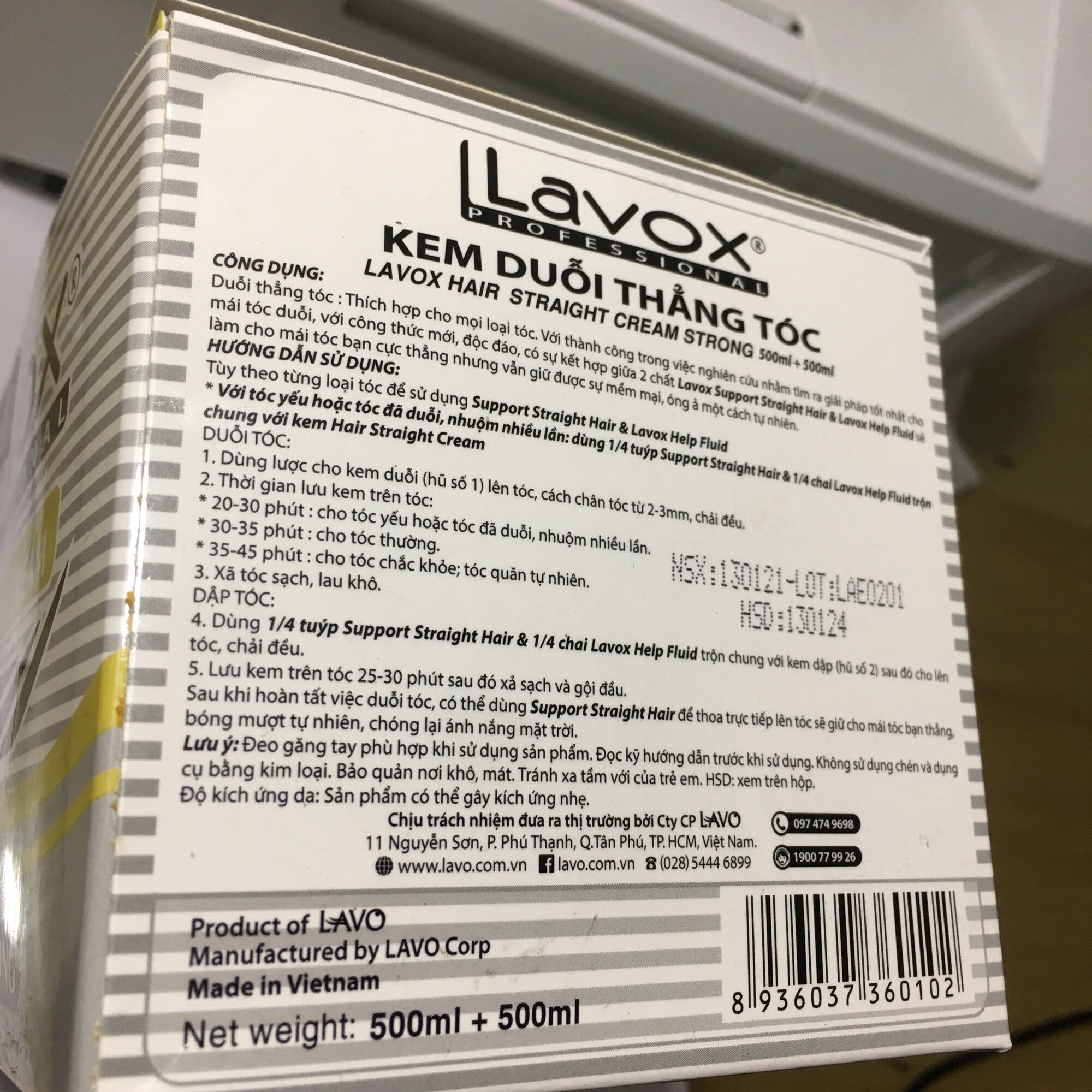 Thuốc duỗi LAVOX (cặp 2 hũ) công thức mới 500mlx2