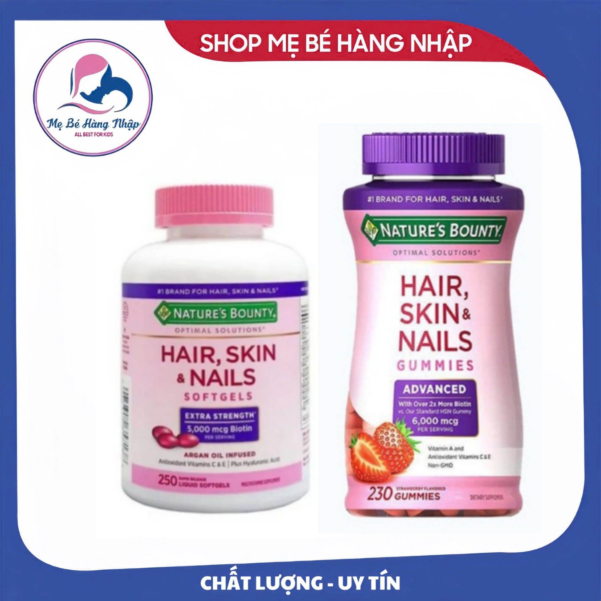 [mẫu mới] Kẹo dẻo Nature’s Bounty Hair Skin Nail Gummies 230v- chính hãng Mỹ