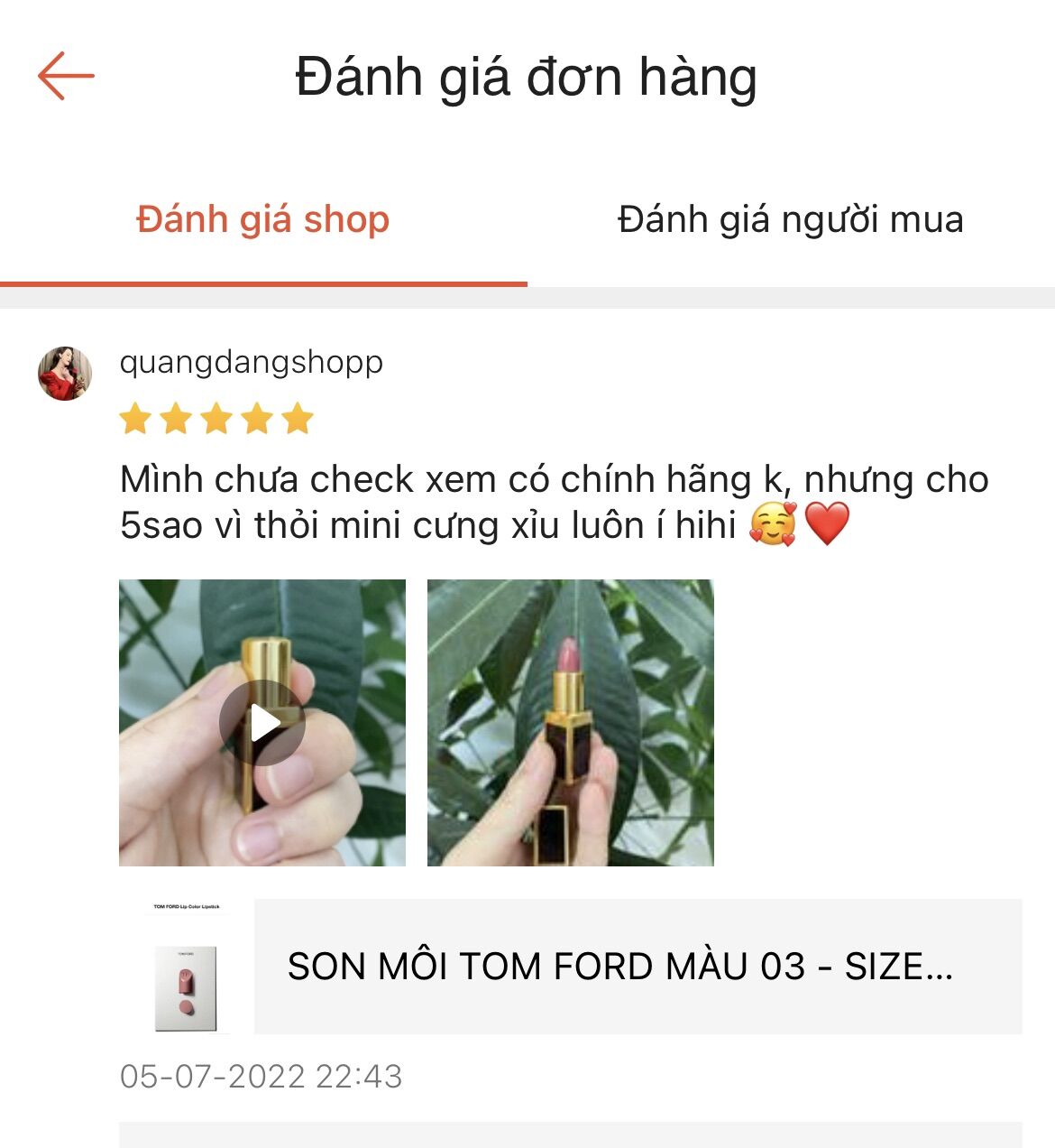SON MÔI TOM FORD MÀU 03/16/80 - SIZE MINI 1G (Hàng nhập Mỹ)
