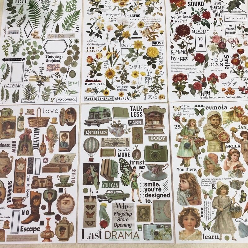 Tấm dán sổ còng bìa cứng/dẻo vintage ngẫu nhiên