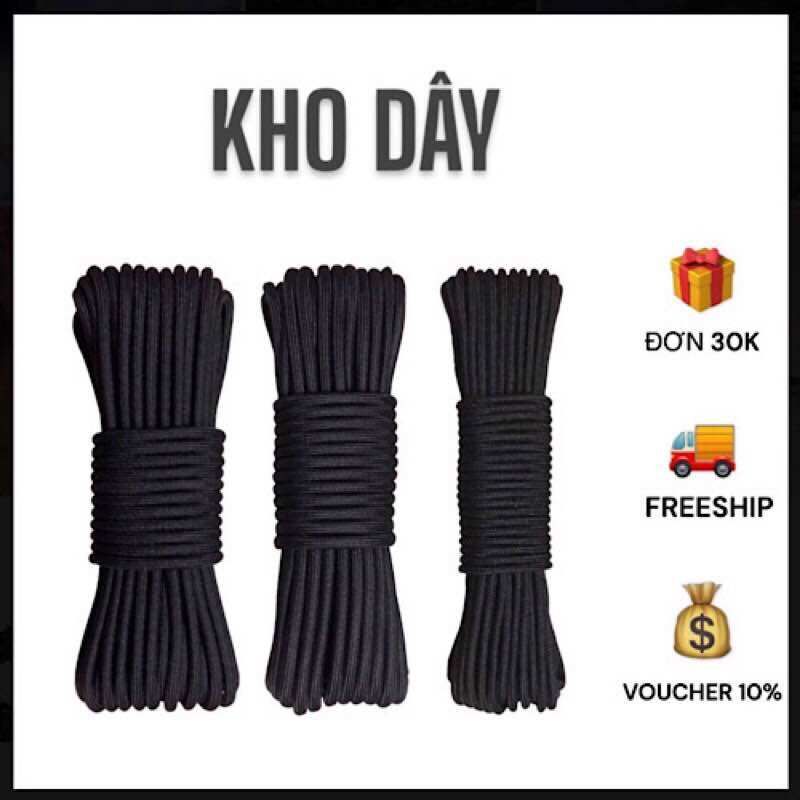 10 mét - Dây Dù 2.5mm, 2.7mm, 3mm, 3.5mm & 3.8mm tròn có lõi chắc chắn dùng làm macrame, căng lều