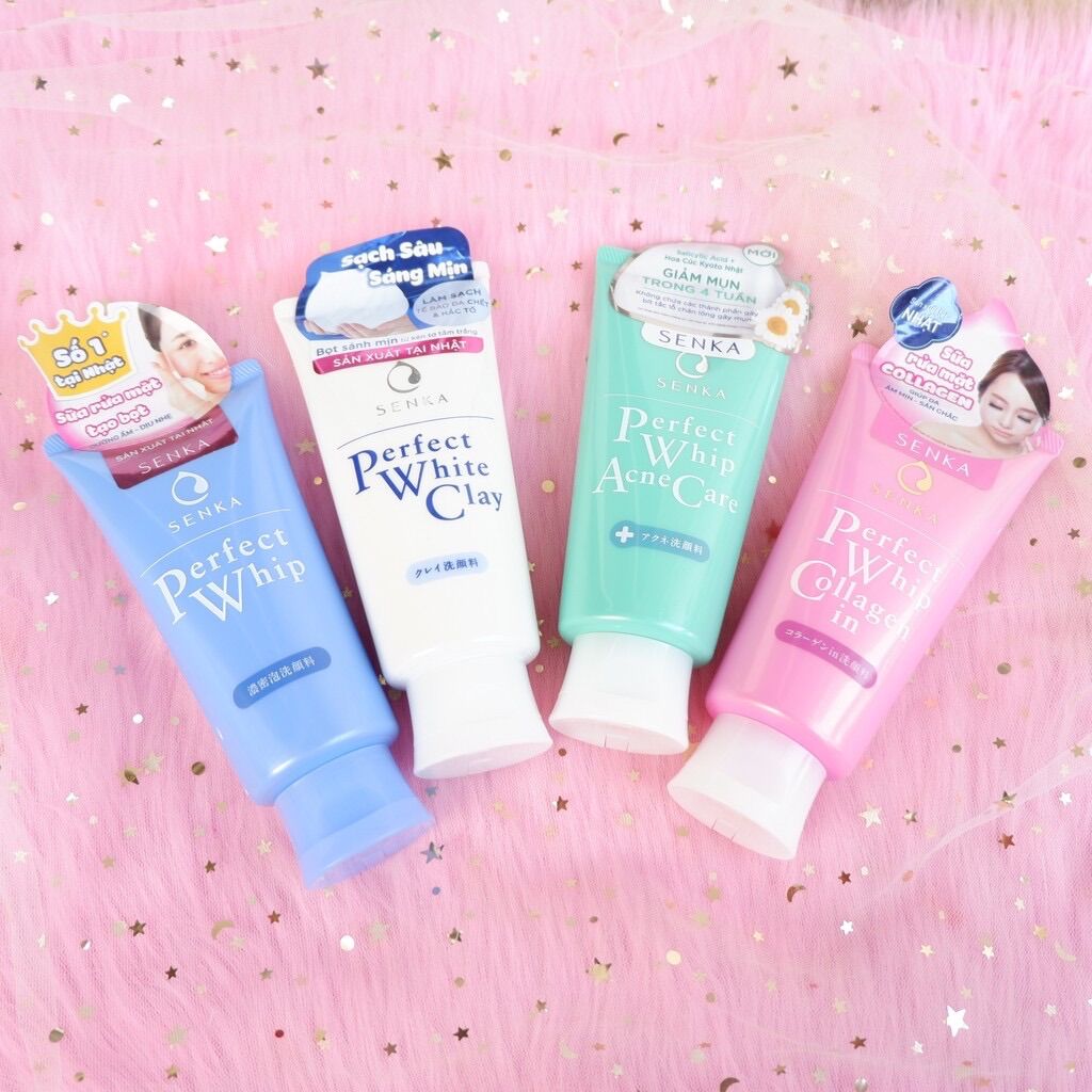 Sữa rửa mặt SENKA perfect white đất sét trắng và collagen