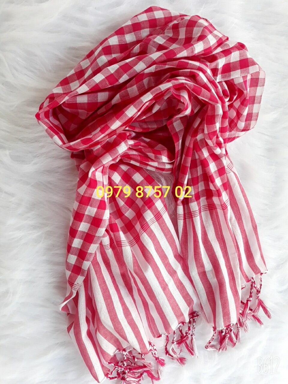 Khăn rằn nam bộ đỏ trắng 60x165cm hàng đẹp