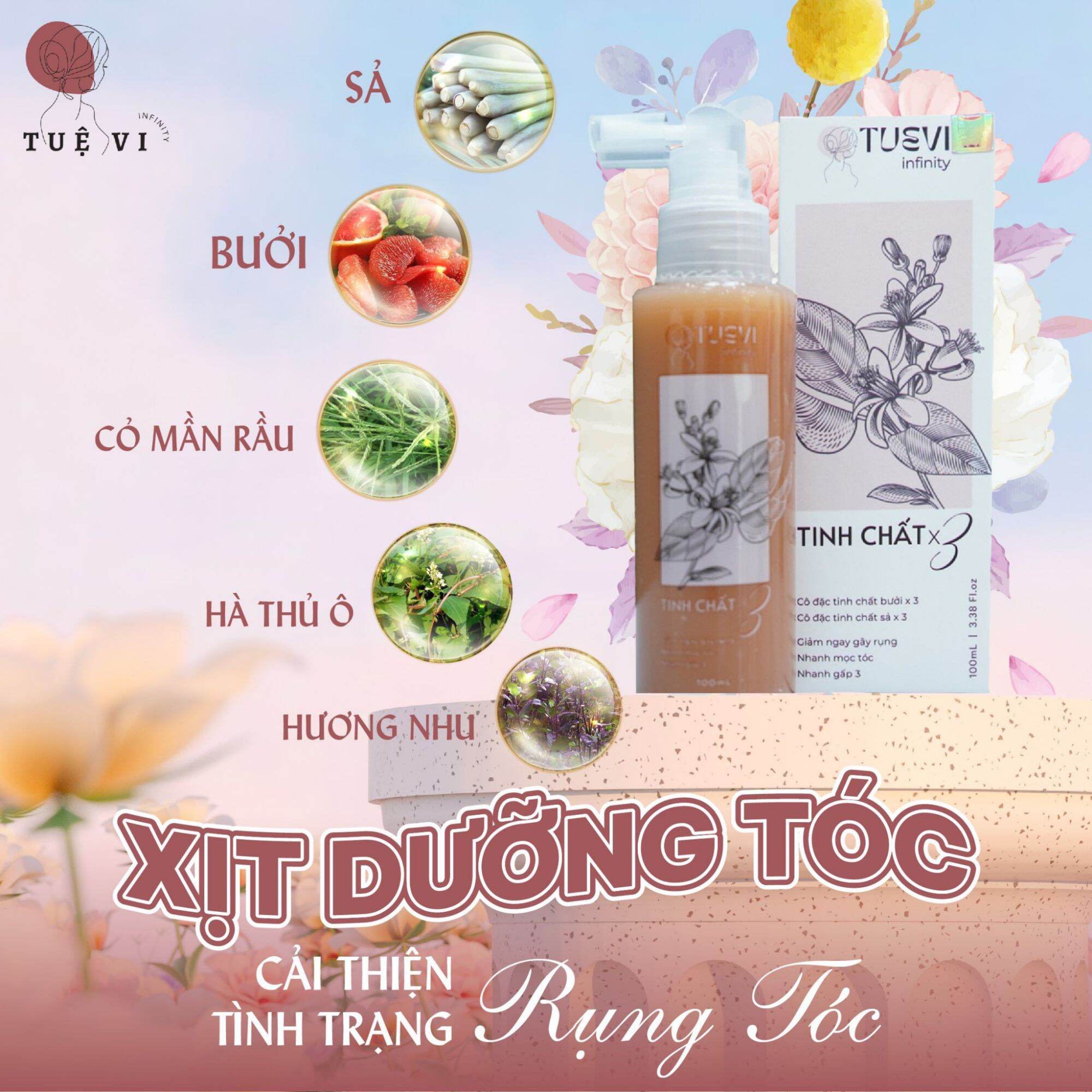 (Xịt bưởi Tuệ vi mẫu mới chính hãng cty)XỊT DƯỠNG TÓC X3 TUỆ VI,KÍCH MỌC TÓC NHANH,GIẢM RỤNG TÓC