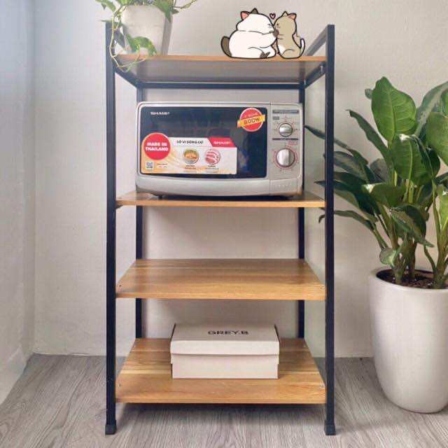 Kệ để lò vi sóng 4 tầng gỗ MDF chất lượng cao khung sắt sơn tĩnh điện