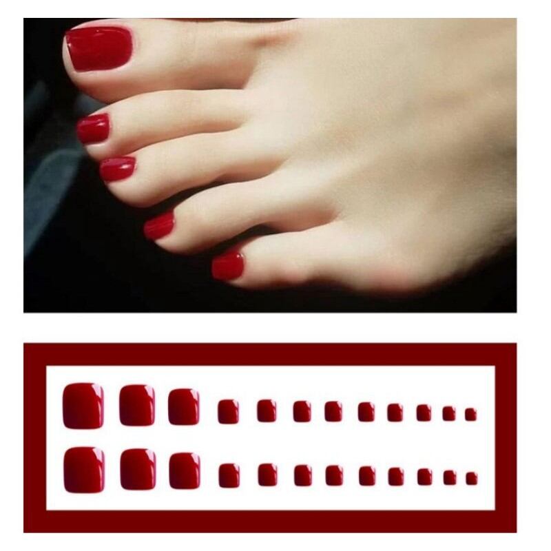 Bộ 24 móng chân giả trơn nhiều màu SLL