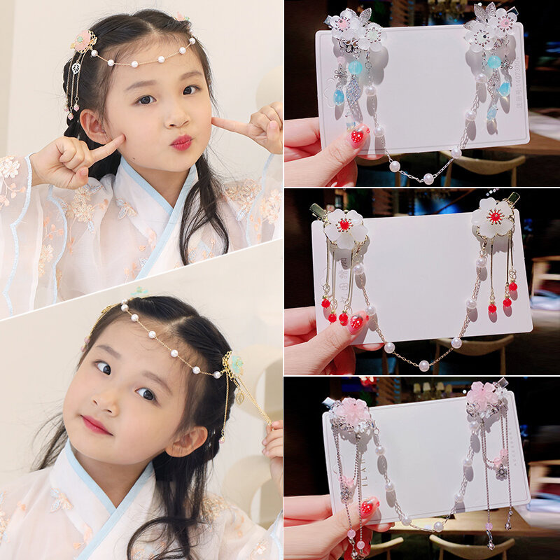 Vòng Trán Siêu Tiên Nữ Phong Cách Cổ Xưa Hán Phục Bé Gái Trẻ Em Phụ Kiện Tóc Phụ Kiện Tóc Công Chúa Em Bé Kẹp Tóc Cổ Đại Trâm Cài Trái Tim