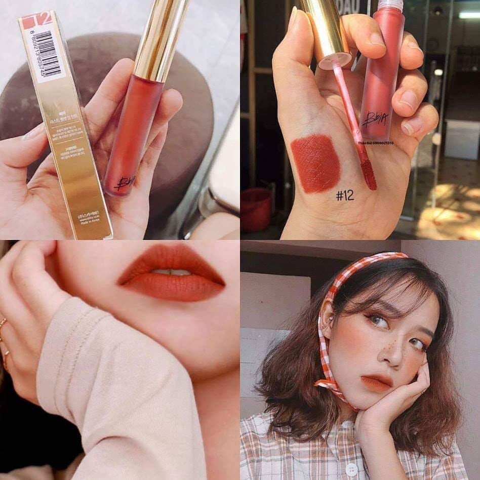 Son lỏng BBIA Cam cháy màu 12 - Chất son lỏng, màu cam cháy đậm, thiết kế bao bì sang trọng, hiệu ứng màu sắc tươi sáng, phù hợp cho trang điểm môi.