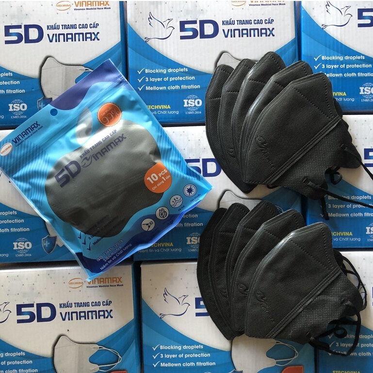 [30 bịch 300 chiếc]Khẩu trang 5D Vinamax cao cấp, 3 lớp bảo vệ, chống giọt bắn, lọc bụi mịn, đeo thoải mái, đạt tiêu chuẩn ISO.