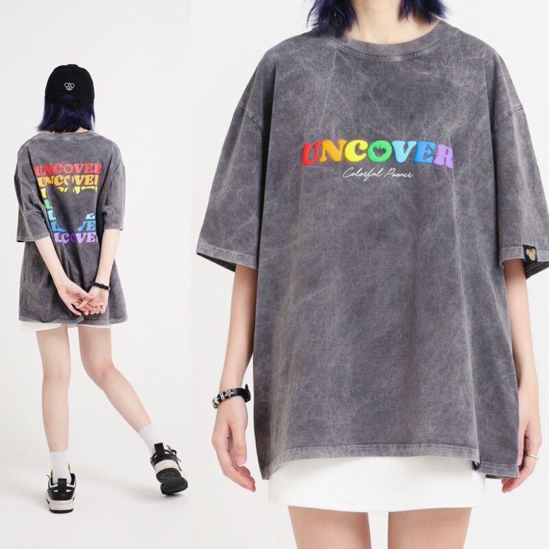 [HCM]Áo Thun Uncover 7 màu Basic WASH COLORFUL POWER TEE Full tag hãng cao cấp from rộng chất Cotton mẫu mới nhất