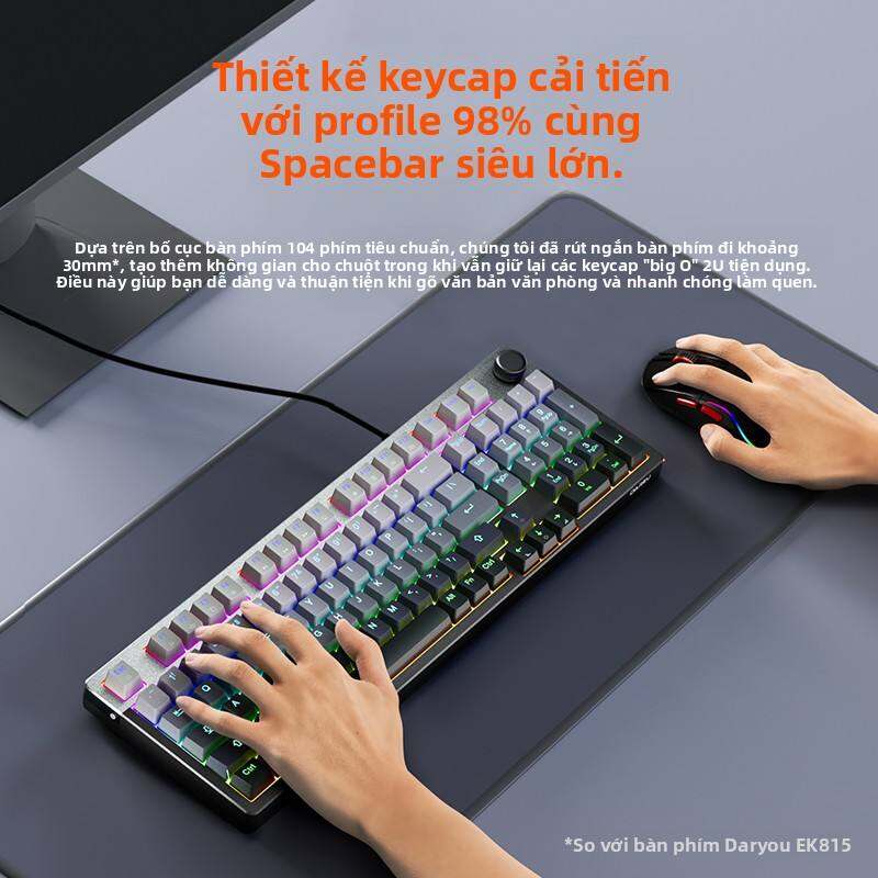 DAREU EK815PRO Bàn Phím Cơ Hợp Kim RGB 60% Cỡ Nhỏ Dành Cho Sinh Viên Và Chuyên Gia Công Tắc Xanh Đỏ Trà