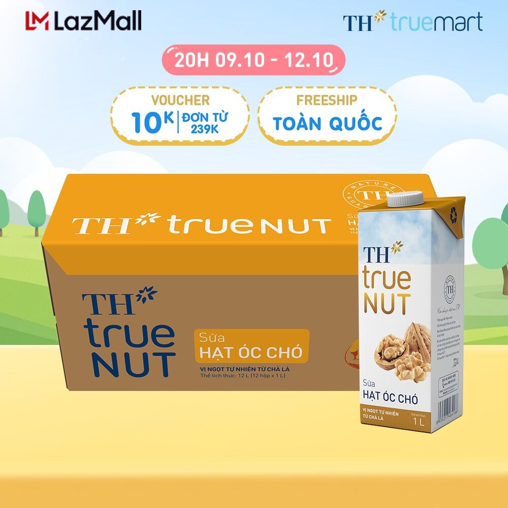 Thùng 12 hộp sữa hạt óc chó TH true NUT 1 L (1 L x 12)