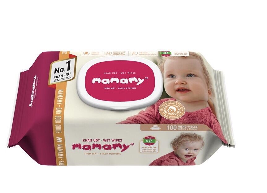 KHĂN ƯỚT MAMAMY 100 TỜ CÓ NẮP KHÔNG MÙI/ CÓ MÙI AN TOÀN CHO BÉ