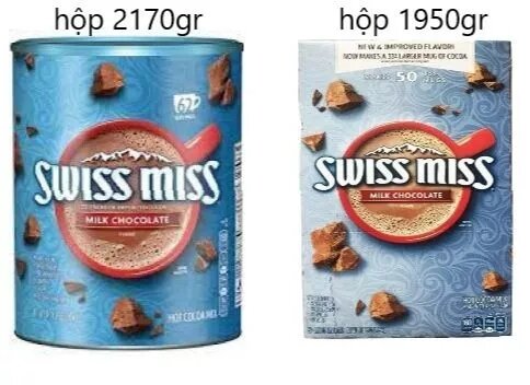 Bột cacao sữa Swiss Miss Milk Chocolate Hot Cocoa Mix s hộp 50 gói trọng lượng 1.95kg  và hộp 2170gr của Mỹ