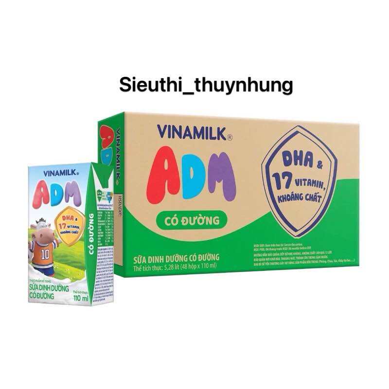 Thùng SỮA TIỆT TRÙNG Vinamik ADM có đường-  110ml