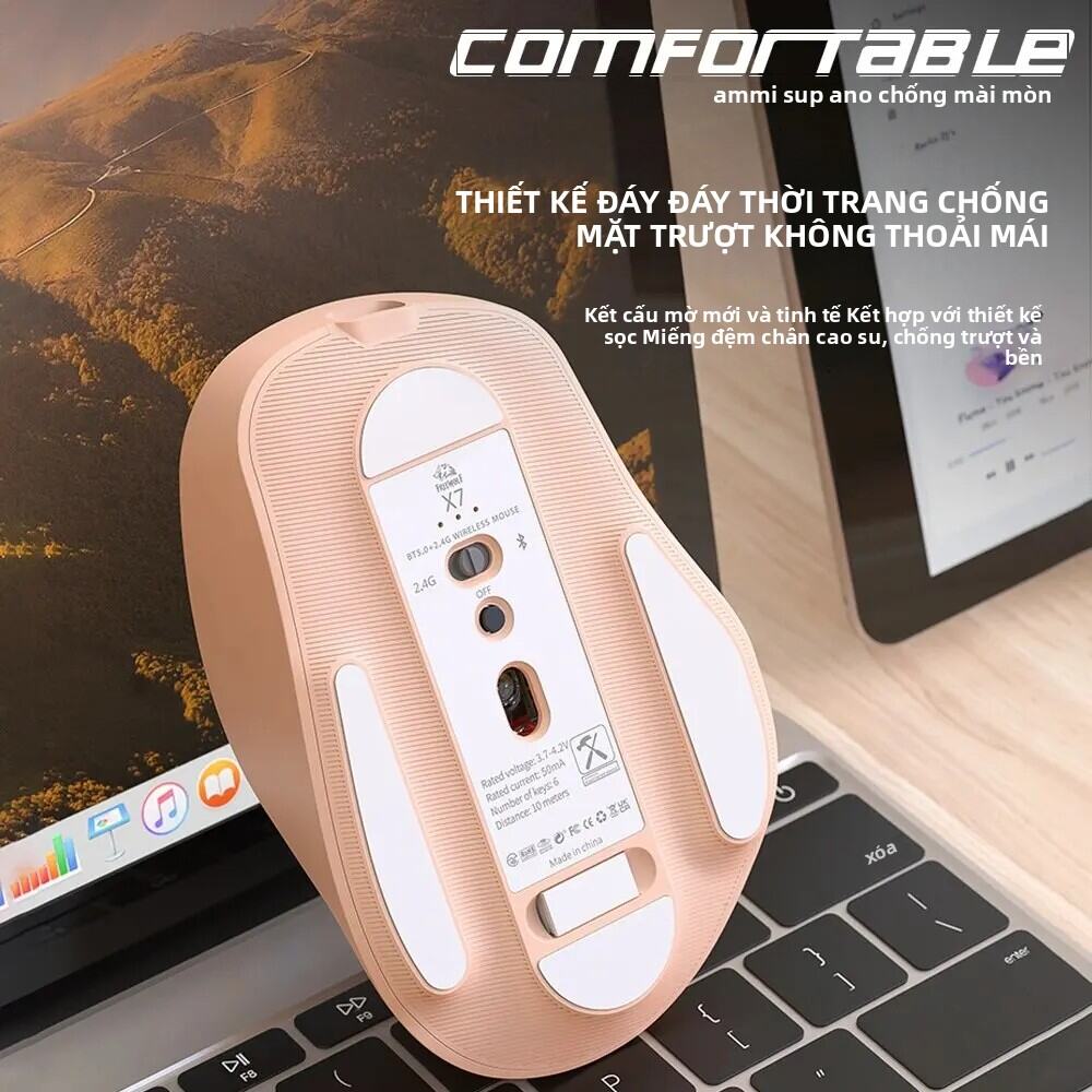 Chuột Không Dây X7 2.4G Bluetooth Có Thể Sạc Lại Với Đèn Báo Pin 5 Cài Đặt DPI Có Thể Điều Chỉnh Cho Windows Android Mac. 