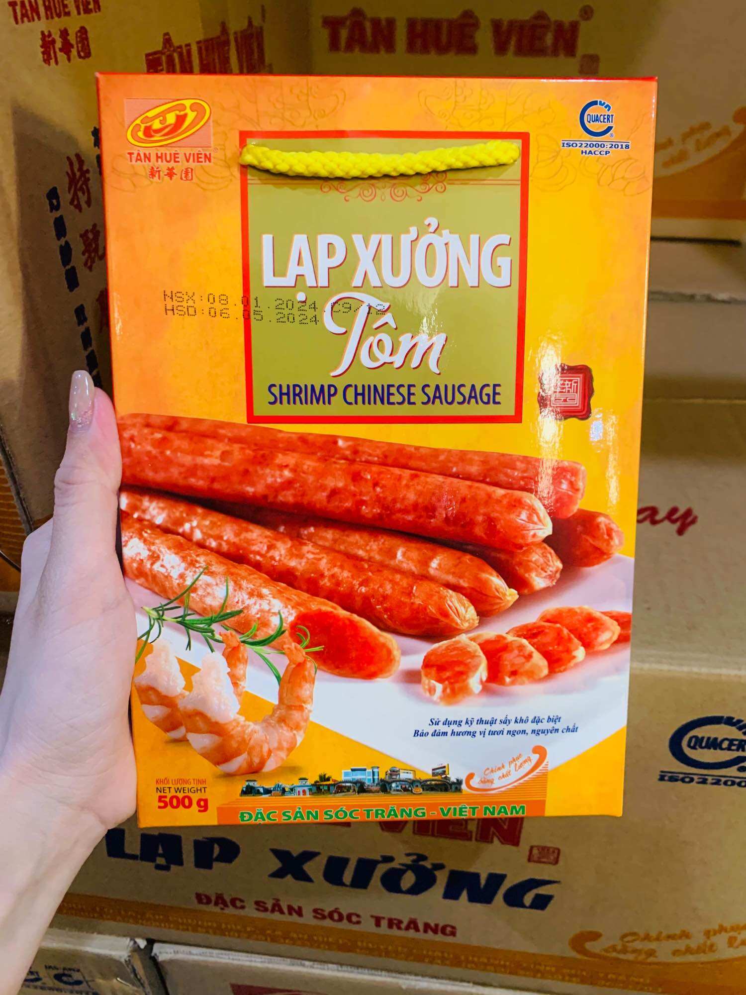 Lạp xưởng Tôm Tân Huê Viên (hộp 500g)