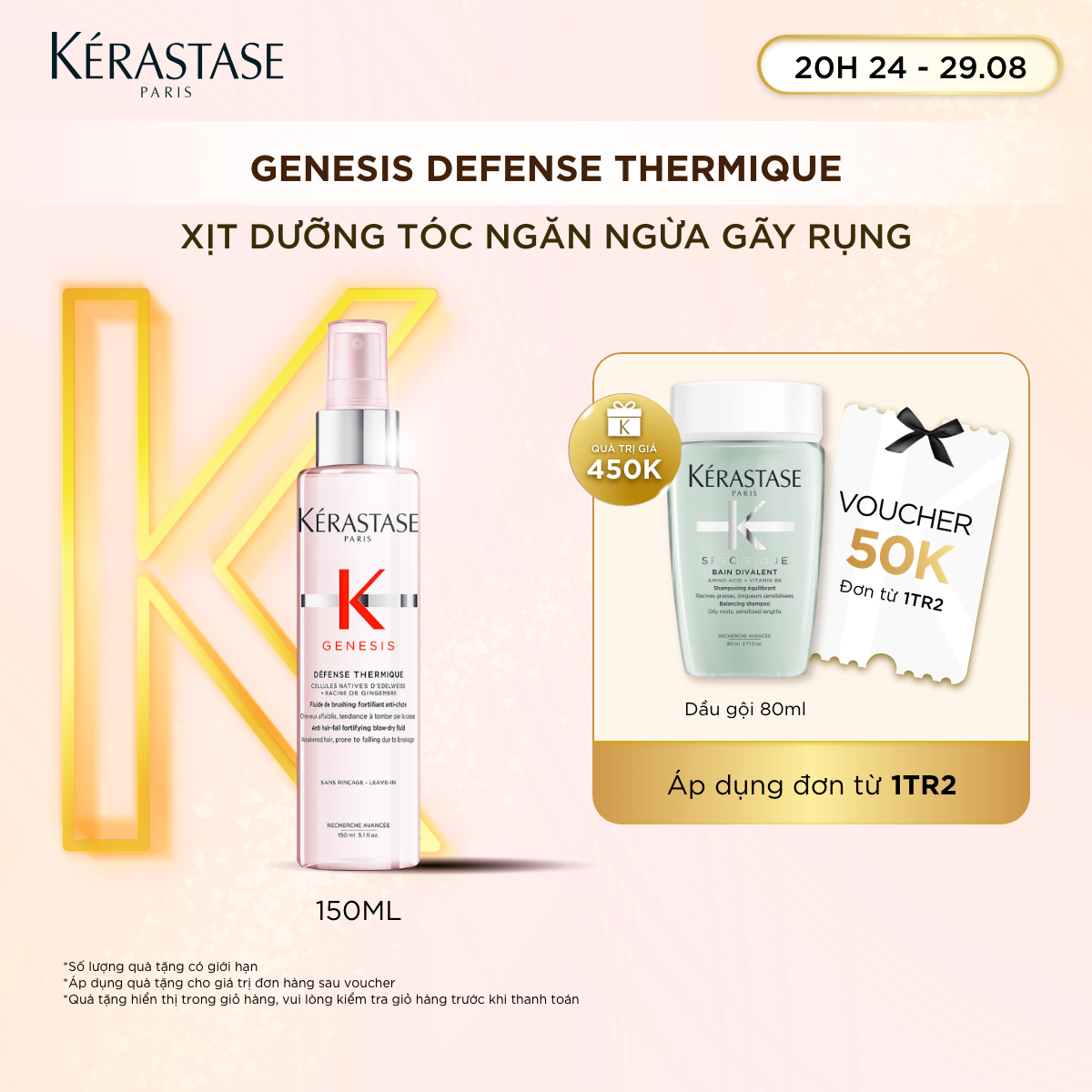Xịt dưỡng tóc ngăn ngừa gãy rụng Kérastase Genesis Defense Thermique 150ml