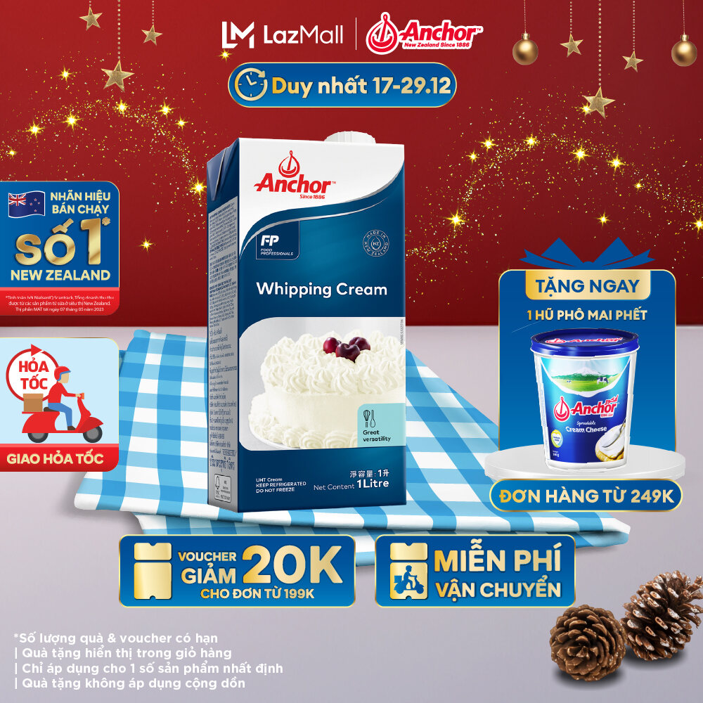   GIAO HÀNG HỎA TỐC - HCM  Kem Sữa Tươi Tiệt Trùng Anchor Whipping Cream Hộp 1 Lít 
