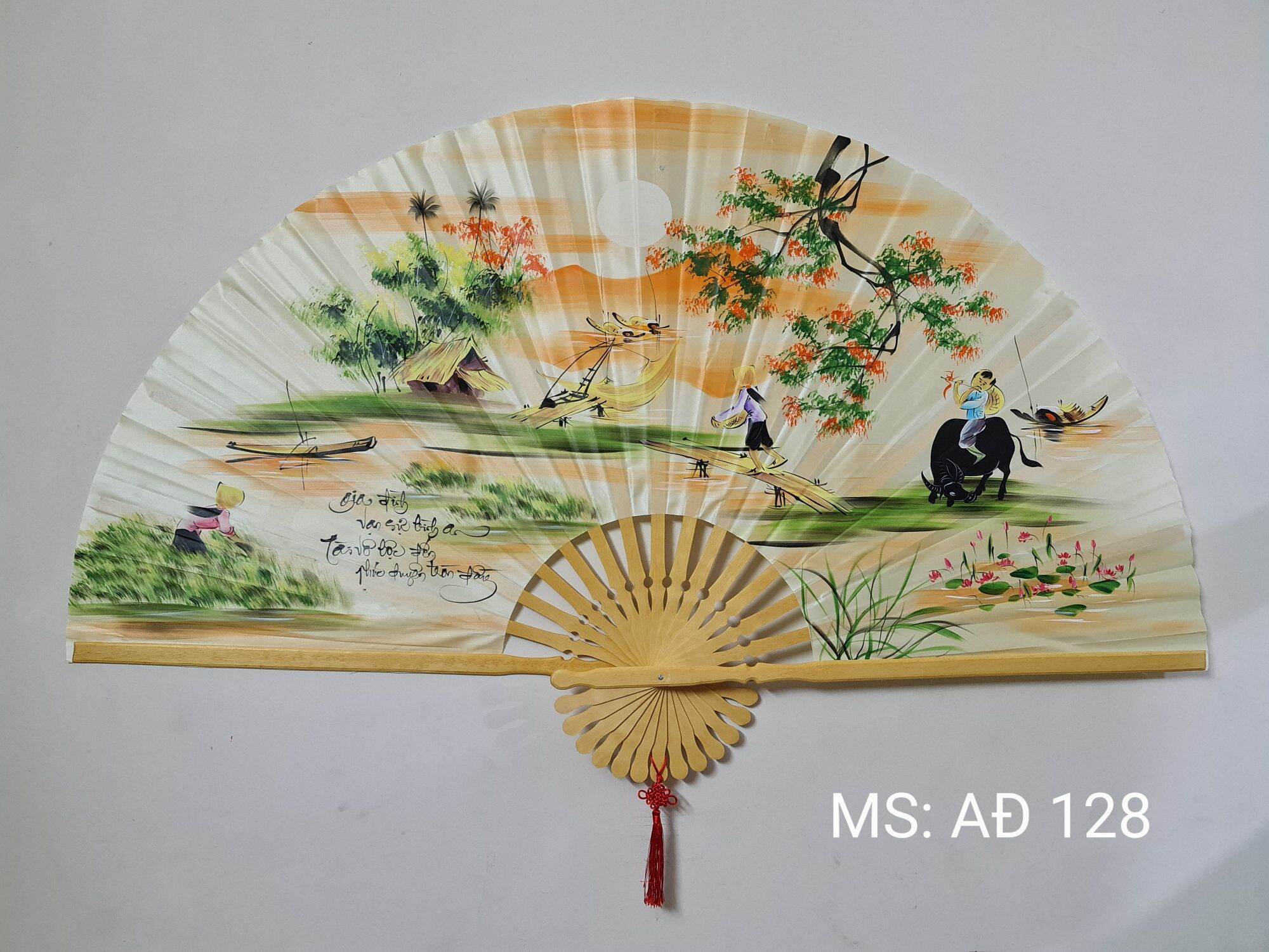 Quạt Vải Lụa Tranh Treo Tường Kích Thước Lớn 1m50 (quạt giấy, quạt vải)