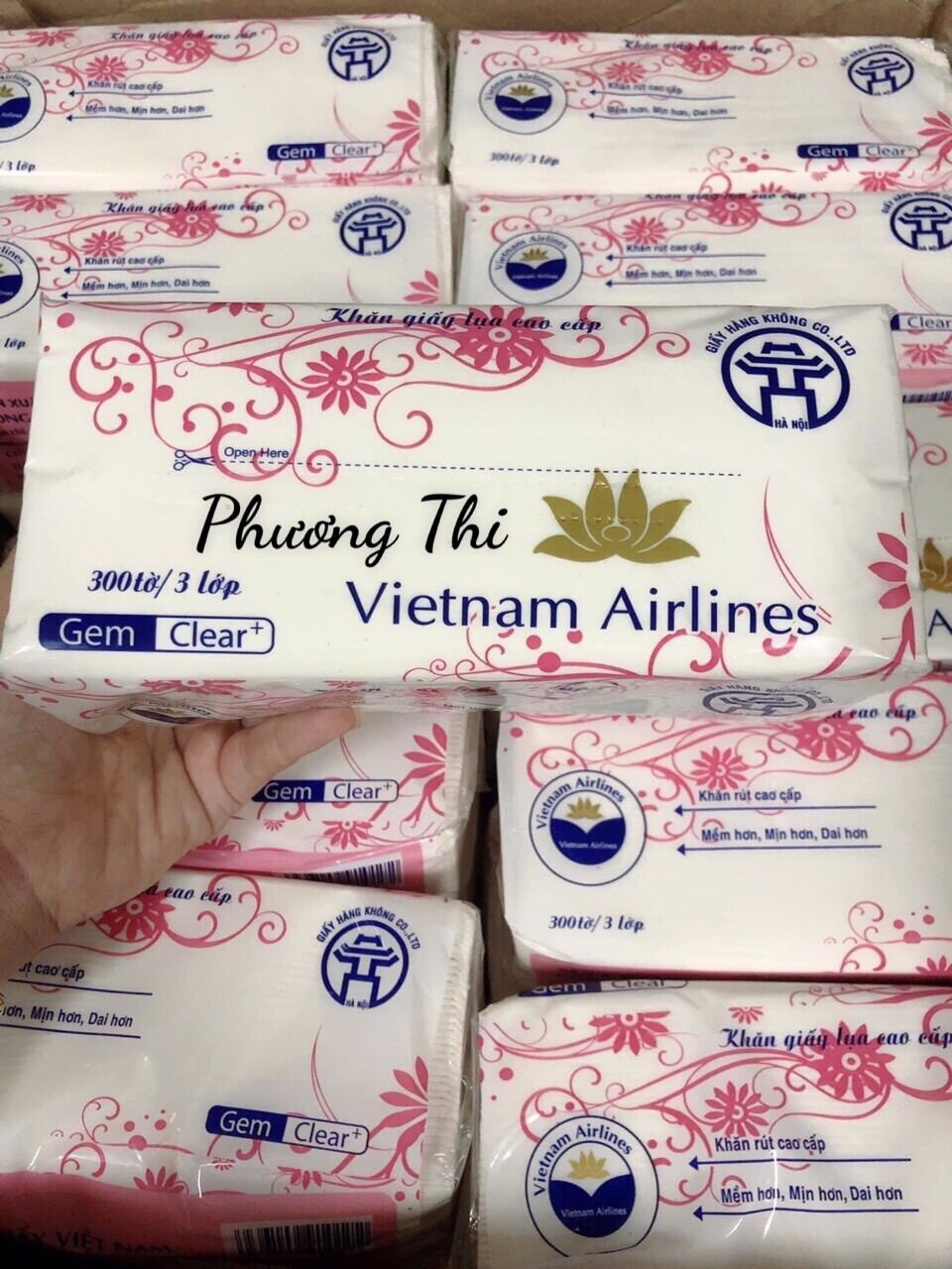 [ 10 BỊCH x 300 TỜ] KHĂN GIẤY LỤA CAO CẤP VIETNAM AIRLINES