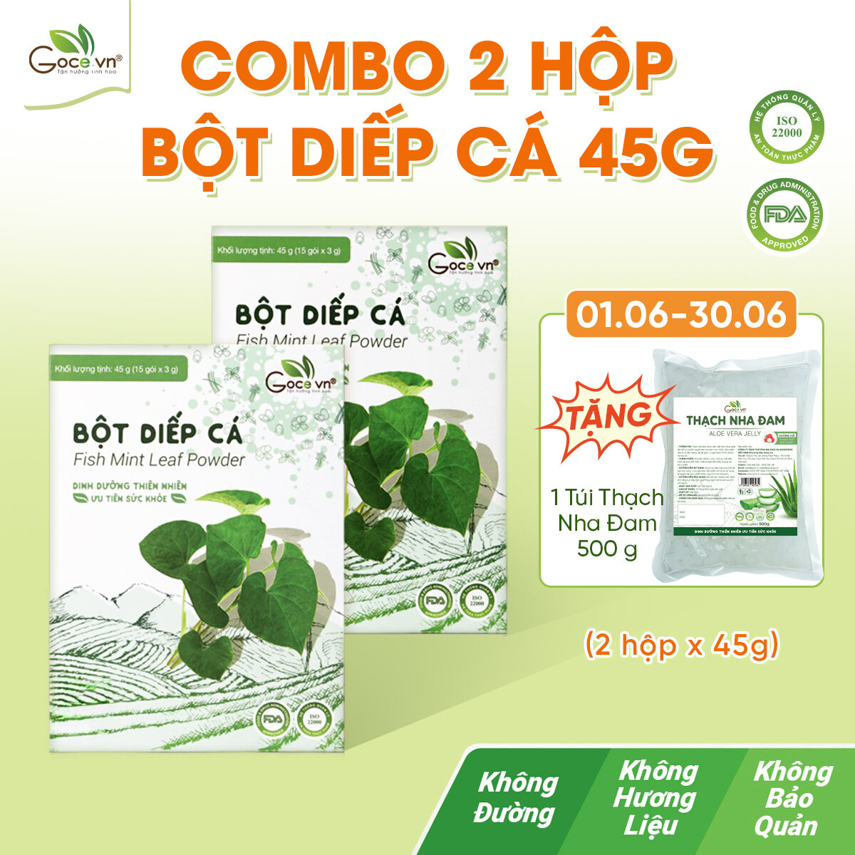 Combo 2 hộp Bột diếp cá Goce ST - 2x45g