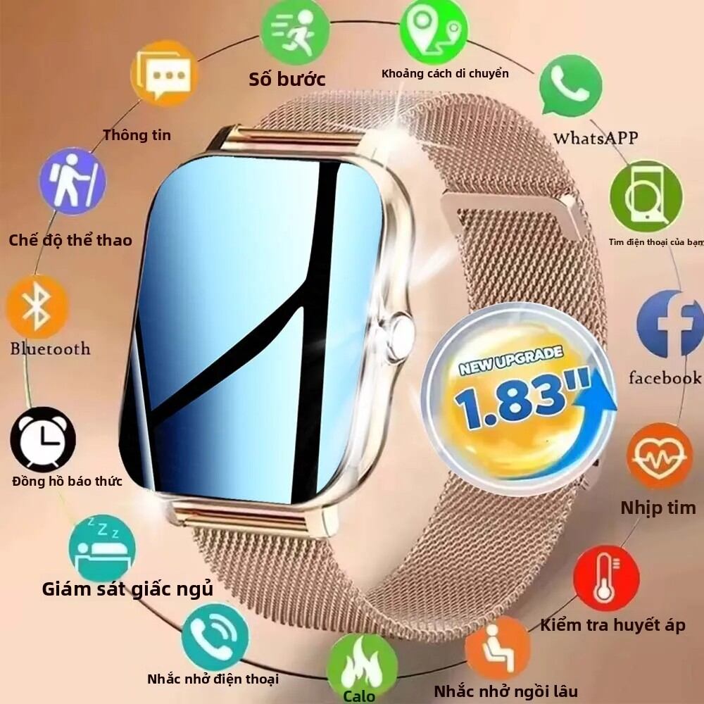 Đồng Hồ Thông Minh Màn Hình HD 1.83 Inch Với Chức Năng Gọi Điện, Chế Độ Thể Thao, Mặt Đồng Hồ Tùy Chỉnh, Dự Báo Thời Tiết Dành Cho Nam Nữ, Thiết Bị Theo Dõi Thể Dục, Máy Đo Nhịp Tim Giá 245,000 Đồng*Miễn phí vận chuyển